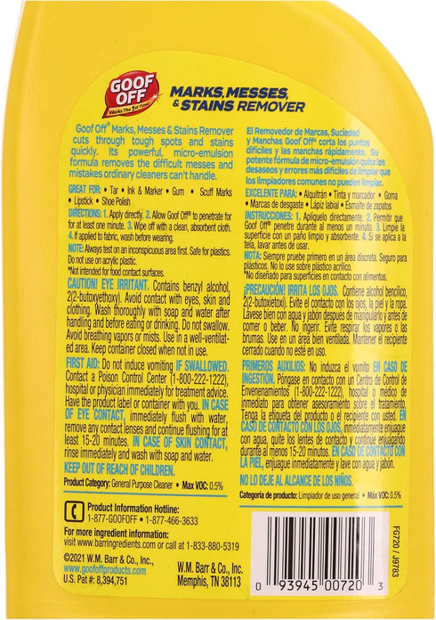 Goof Off FG720 Heavy Duty Spot Remover and Degreaser, Trigger Spray 16-Ounce