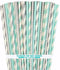 Outside the Box Papers Light Blue and Silver Stripe and Chevron Paper Straws, 7.75 Inches, 100 Pack