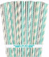 Outside the Box Papers Light Blue and Silver Stripe and Chevron Paper Straws, 7.75 Inches, 100 Pack