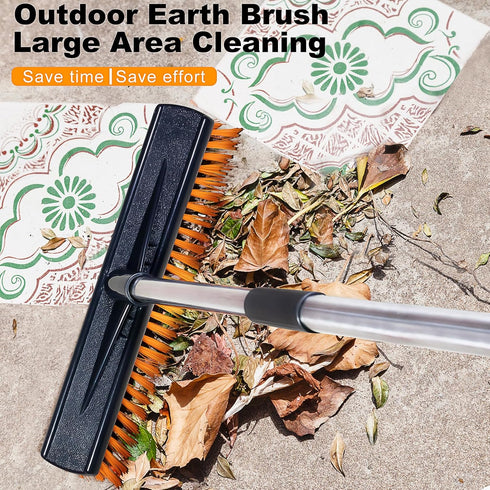 18" Heavy Push Broom for Outdoor Cleaning, 54" Long Handle for Deck, Driveway, and Garage