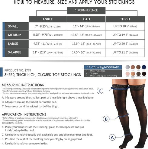 Truform Lites Thigh High, Large, Beige, Pack of 2