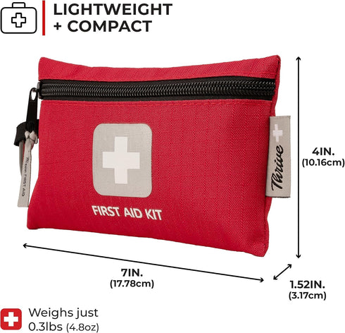 Thrive Mini Emergency Kit & First Aid Pouch, 66 Piece Set, Waterproof Rip-Stop Nylon Pouch