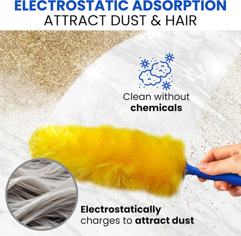 US Duster Company Static Duster – 23-inch Electrostatic Duster with Long Flexible Handle for Home Cleaning
