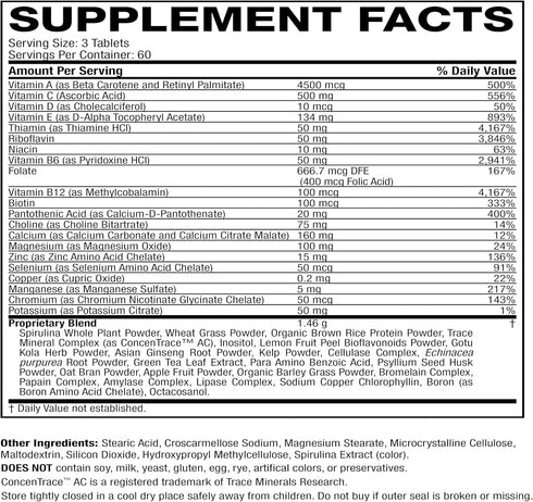 Life's Fortune Multivitamin & Mineral 60 Tablets - All Natural Energy Source with Whole Food Concentrates,