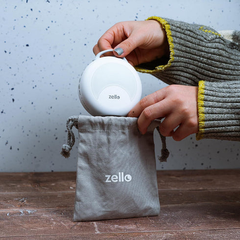 LUMI Zello Portable White Noise Machine with Durable Grey Pouch