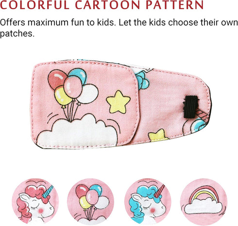 Cotton & Silk Left Eye Patch for Kids Glasses (Left Eye, Balloon)
