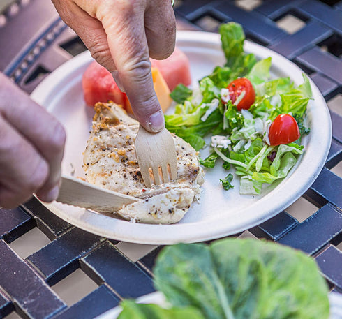 300 Utensil Mix, 6.5" Long Wooden Cutlery - Includes 120 Forks, 120 Spoons and 60 Knives, Disposable & Backyard Compostable, Eco-Friendly, Sustainable, Organic, Biodegradable, Vegan-Friendly. by WOODABLE