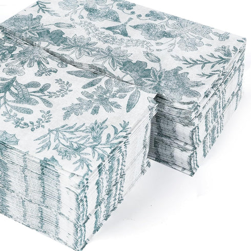 YOCHANDA 100 pack 7.8 4.3 Inches Floral Disposable Bathroom NapkinsPaper Napkins Decorativepaper hand towels