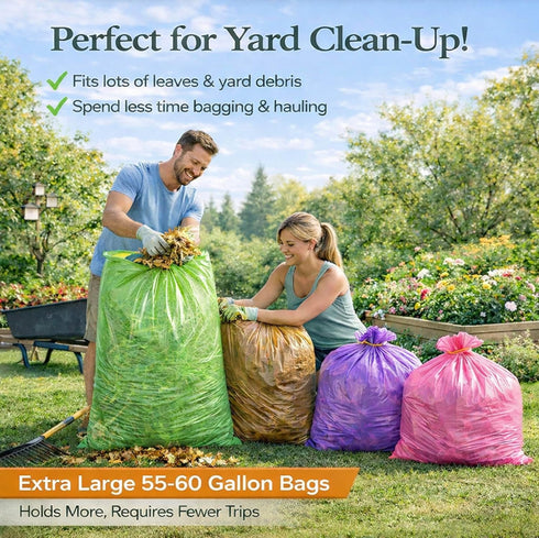YoYoRain-(55-60) Bag-22Mic 38" 58",Perfect Kitchen(50Bags). Gallon Colorful Trash Bag Large Garbage x