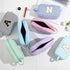 Initial Makeup Bag for Women - Monogram Cute Blue Cosmetic Toiletry Pouch, Personalized Birthday Gifts