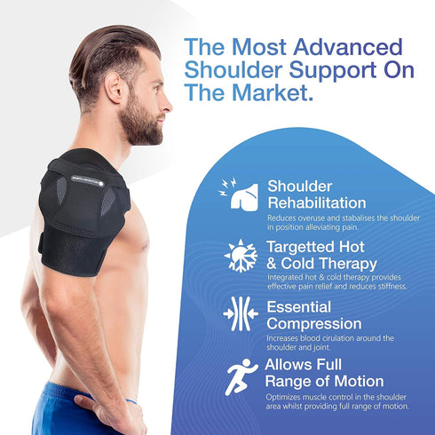 Sports Laboratory Shoulder Brace for Men and Women | Shoulder Support | Shoulder Compression | Shoulder Immobilizer | Rotator Cuff Shoulder Brace for Shoulder Pain Relief (Medium - 25-35")