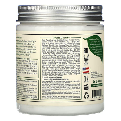 Petal Fresh Pure Renewing Hibiscus & Papaya Body Butter - 8oz Organic Coconut Oil, Argan Oil, Shea Butter