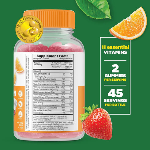 Lifeable Kids Multivitamin – Great Tasting Natural Flavor Gummy – Vegetarian, GMO Free Vitamin Supplement – with Vitamins A, C, D, E, B6, B12, Zinc, Biotin, Folic Acid, Iodine, Niacin – 90 Gummies