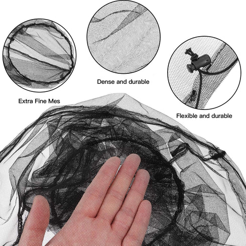 HESTYA 4 Pack Mosquito Head Net - Face Mesh Protecting Net for Outdoor Hiking Camping, Black & Gray
