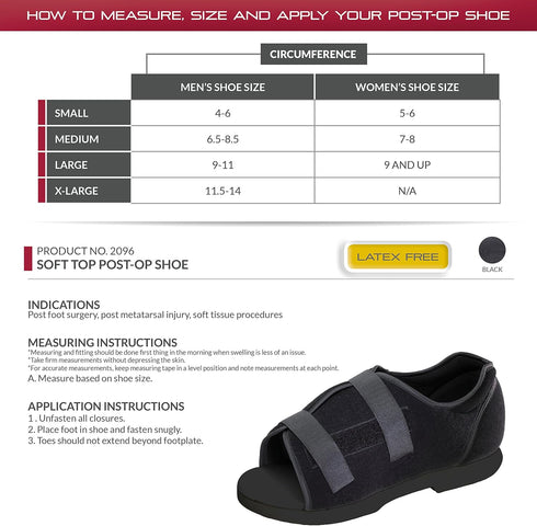 OTC Post-Op Shoe, Soft Top, Medium for Men & Women