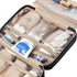 NISHEL Travel Toiletry Bag for Women - Portable Hanging Organizer for Full-Sized Shampoo and Accessories, Black