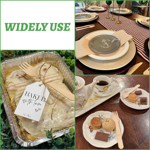 100 Pack Disposable Wood Cutlery Spoons - Biodegradable Earth Friendly Wooden Spoons, 6.3 Inch Length