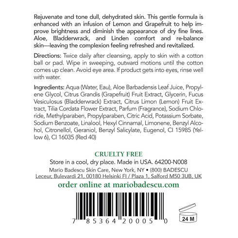 Mario Badescu Alpha Grapefruit Toner for Combination, Dry & Sensitive Skin, Alcohol-Free Face Toner with Grapefruit Extract & Aloe Vera, Gently Exfoliates & Visibly Brightens