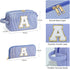 Makeup Bag for Women, Monogram Cute Initial Blue Cosmetic Toiletry Pouch, Personalized Birthday Gifts