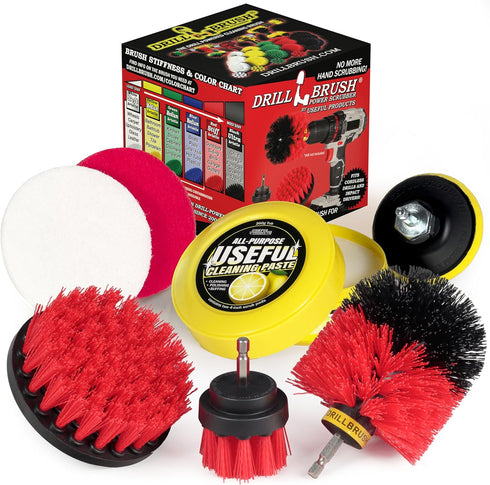 Heavy Duty Nylon Bristle Brush with All Purpose Cleaner Paste, Lemon Lime Scented - Ideal for Deck, Patio, Home Siding,