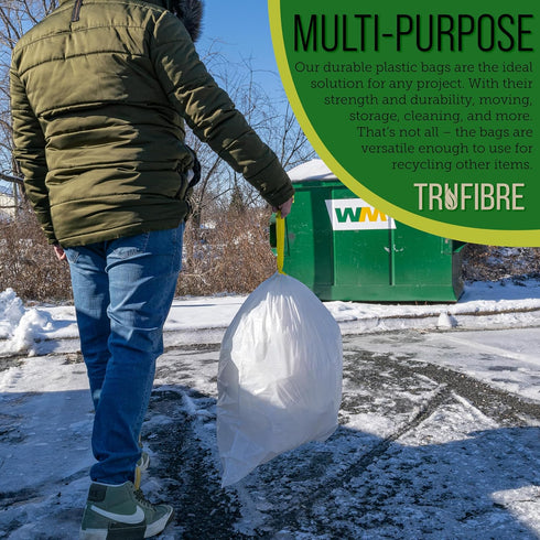 13 Gallon Heavy Duty Trash Bags, 100 Count, White Unscented Tall Drawstring Kitchen Garbage Bags