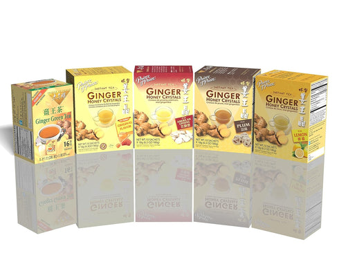 Prince of Peace Instant American Ginseng Ginger Honey Crystals, 10 Sachets – Instant Hot or Cold Beverage – Easy to Brew Ginger and Honey Crystals