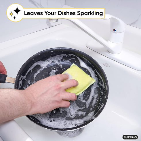 Microfiber Sponges for Dishes, Non-Scratch Heavy Duty Household Cleaning Sponges, Multi-Purpose Dish Sponge Pack of 3