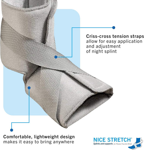Brownmed Nice Stretch X Lite - Adjustable Dorsal Foot & Ankle Night Splint for Plantar Fasciitis & Tendonitis
