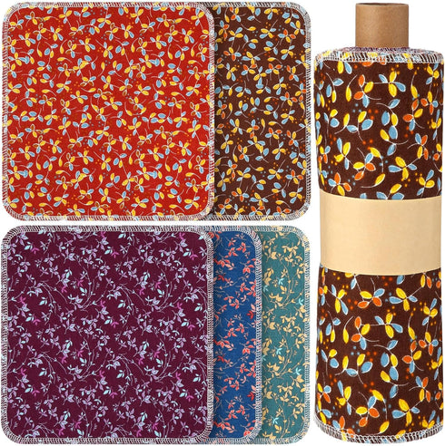 Reusable Paper Towels (25 Pcs) - Cotton Towels, Absorbent Washable Paper Towels with Roll for Kitchen