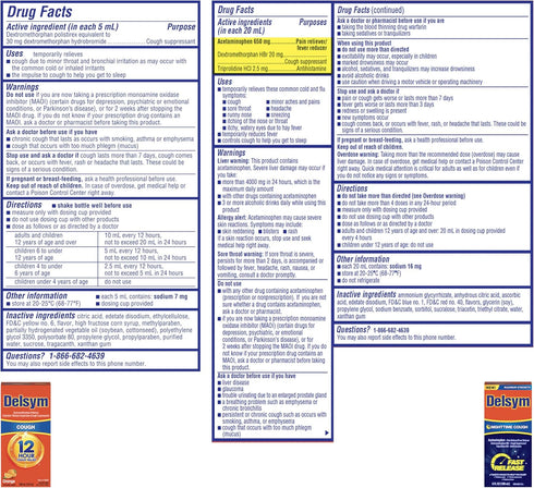 Delsym 12 Hour Cough 5 oz. and Nighttime Fast Relief 6oz, Combo Pack