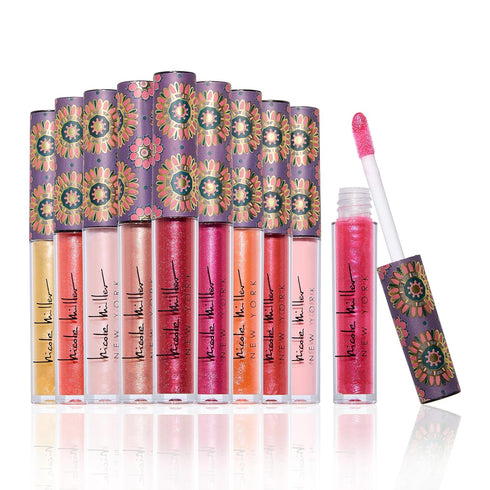 Nicole Miller Lip Gloss Collection Shimmery Glosses for Women and Girls, Long Lasting Color Set, 10 Count (Pack of 1)