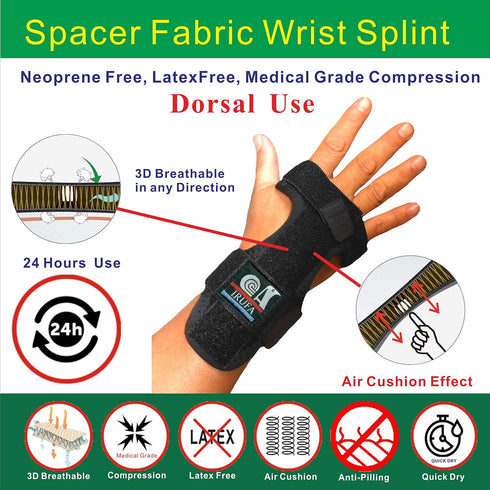 IRUFA WS-OS-20 Night Wrist Splint, 3D Breathable Fabric, Adjustable Support for Carpal Tunnel and Wrist Pain