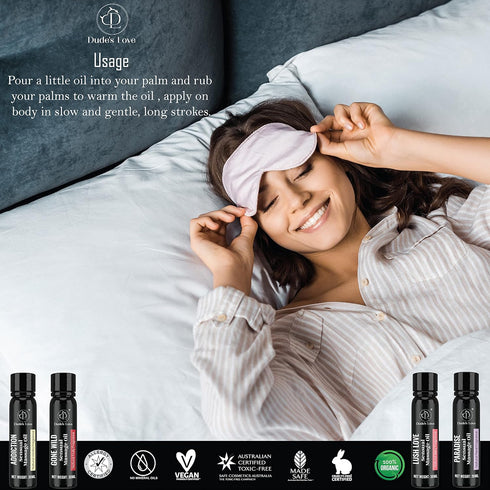 Set Pack 4-120 ML/4 Oz Organic Sensual Safe to Lick Body Massage Oils for Couples - Gift Romantic Date Night Non Greasy