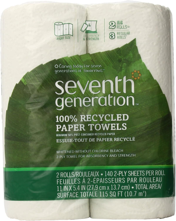 Seventh Generation Paper Towels Regular Roll, 140 Sheets, White, 1 Pack