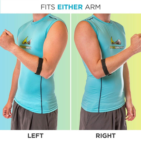 BraceAbility Epicondylitis Brace | Elbow Strap for Medial/Lateral Pain and Tendonitis Support Band, One Size