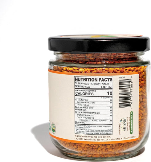 Greenbow Organic Bee Pollen - 100% USDA Certified Organic Superfood, Non-GMO, 155g x 2 Jars