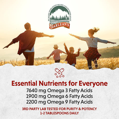 Barlean's Organic Flaxseed Oil Liquid, Cold Press, 32 oz, 7,640mg ALA Omega 3 Supplement