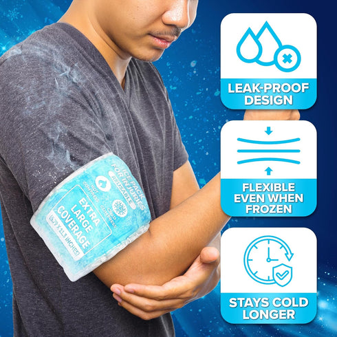 Packs (Pack 2, Packs Pack JJ CARE Ice for Injuries Reusable of XL) - Gel Ice Reusable - Soft Ice for Injuries with Wrap