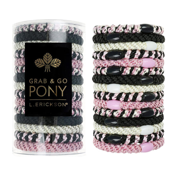 L. Erickson Grab & Go Ponytail Holders, Blush, Set of Fifteen, Exceptionally Secure with Gentle Hold