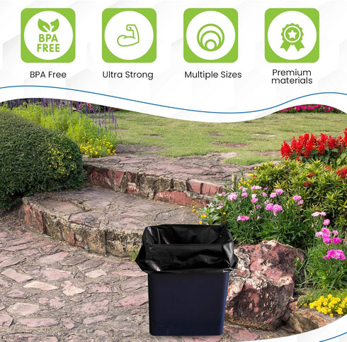 Premium Heavy Duty Trash Bags - 18 Gallon Strong Drawstring, Multiple Sizes - Ideal for Lawn, Yard, and Home Use