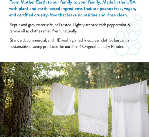 Molly's Suds 2-in-1 Original Laundry Powder with Oxygen Brightener, Natural Detergent & Stain Remover, 120 Loads