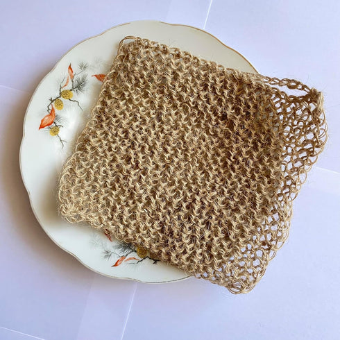LarisaKnits Pack 3 Eco-Friendly Hand-Knitted Hemp Dish Rags of Reusable Zero Waste Beige Natural Kitchen Cleaning