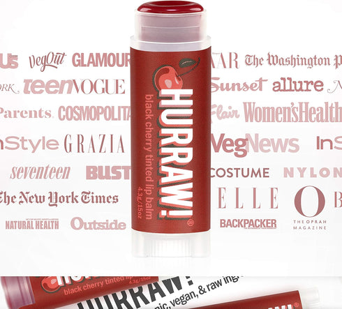 Hurraw! Black Cherry Tinted Lip Balm: Organic, Certified Vegan, Cruelty-Free, Non-GMO, 100% Natural Ingredients