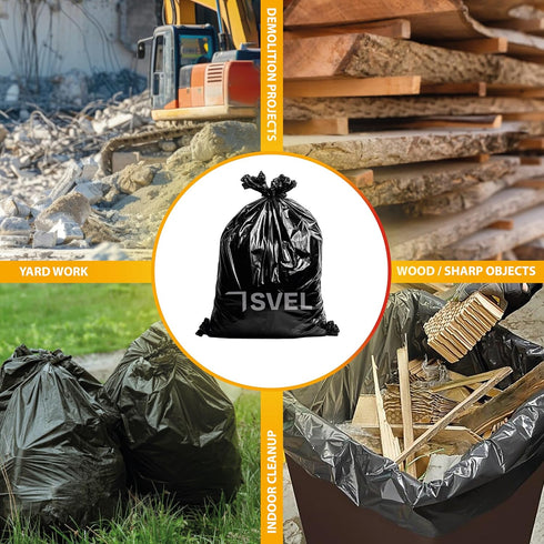 Svel 42 2 33" 48" Commercial, (40) Heavy Duty Industrial Contractor Bags gallons Mil - x Thick and Tough Trash Bag