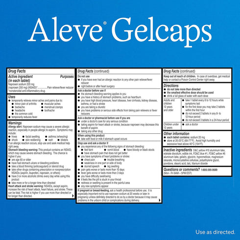 Aleve Gelcaps with Easy Open Arthritis Cap - Naproxen Sodium for Arthritis Pain Relief, 160 Count