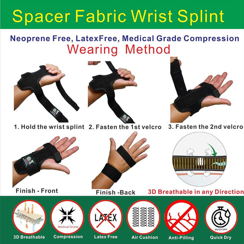 IRUFA WS-OS-20 Night Wrist Splint, 3D Breathable Fabric, Adjustable Support for Carpal Tunnel and Wrist Pain