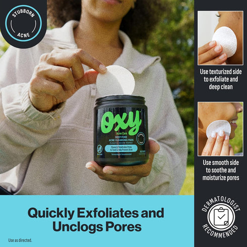 Oxy Deep Pore Acne Facial Cleansing Pads - Maximum Strength 2% Salicylic Acid, 90 Pads