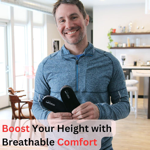 Burlingham's Height Increase Insole, Shoe Lifts for Men and Women, 2 Inch, Cushioned Heel Inserts, Black