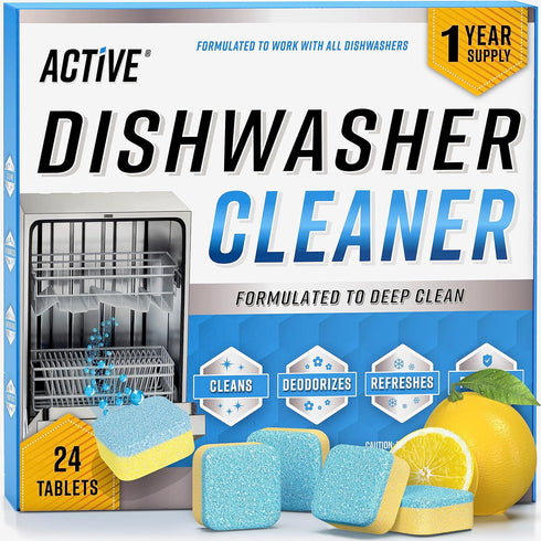 Dishwasher Cleaner And Deodorizer Tablets, 24 Pack Heavy Duty Deep Cleaning Pods for Dishwasher