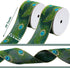 Syhood 2 Rolls Peacock Print Wired Ribbons, 10 Yards Gold Glitter Decorative for Christmas Decor and DIY Crafts (2.5